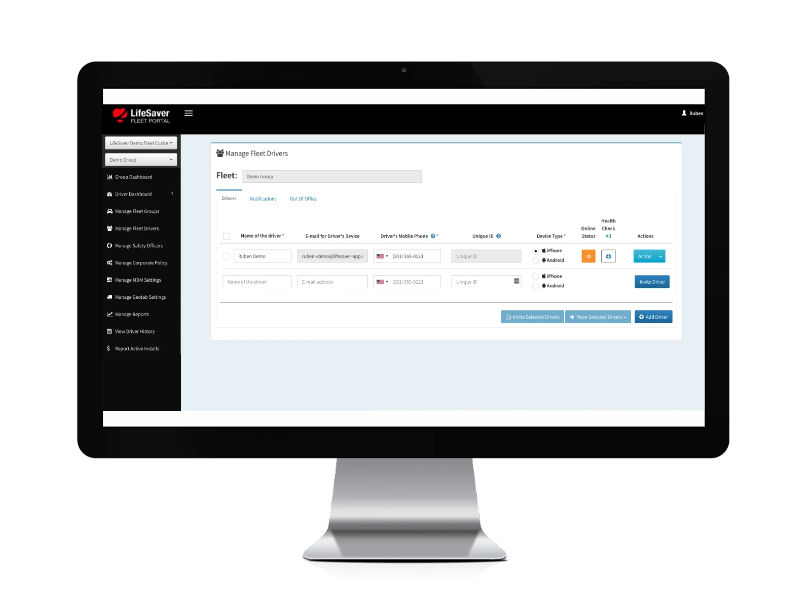 LifeSaver fleet driver management portal